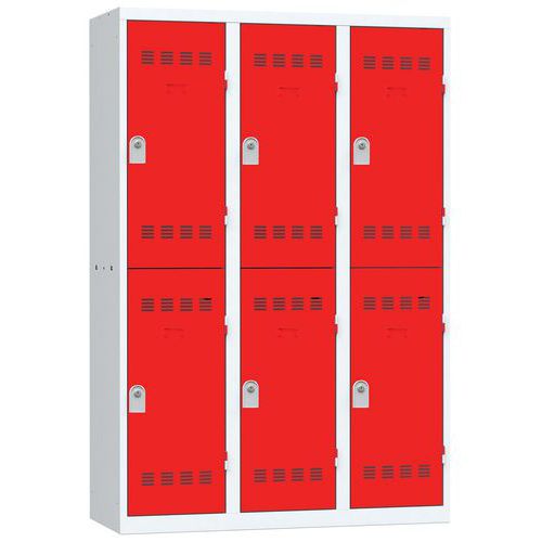 Vestiaire 3 Colonnes 400mm 2 Cases Clés Rouge