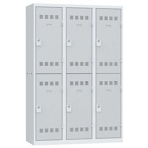 Vestiaire 3 Colonnes 400mm 2 Cases Clés Gris