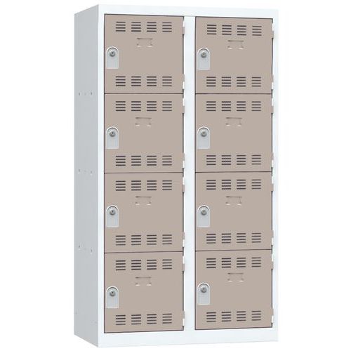 Vestiaire 2 Colonnes 400mm 4 Cases Clés Taupe