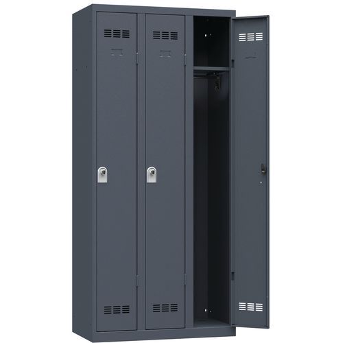 Vestiaire Bureau 3 Colonnes 300mm Moraillon Aluminium