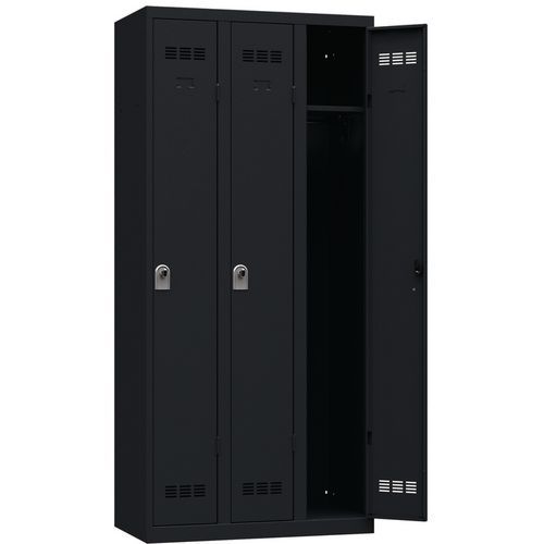 Vestiaire Bureau 3 Colonnes 300mm Moraillon Noir