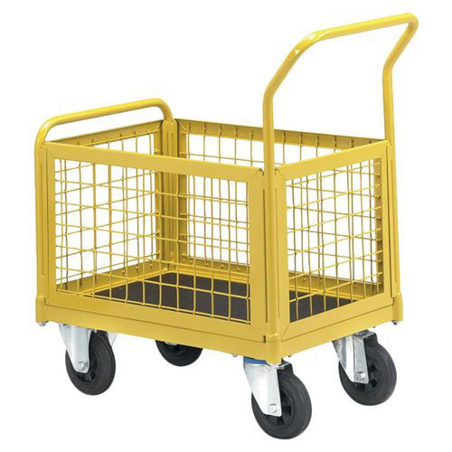 Chariot Bas 4 Côtés Grillagés Tw Hms 750 Force 400 Kg Roue Pleine