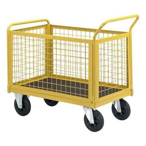 Chariot 4 Cotés Grillagés Tw Hms 1250 Force 400 Kg Roues Pleines