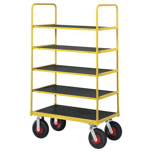 Chariot Haut 5 Plateaux - Force 400 Kg - Roue Pleine