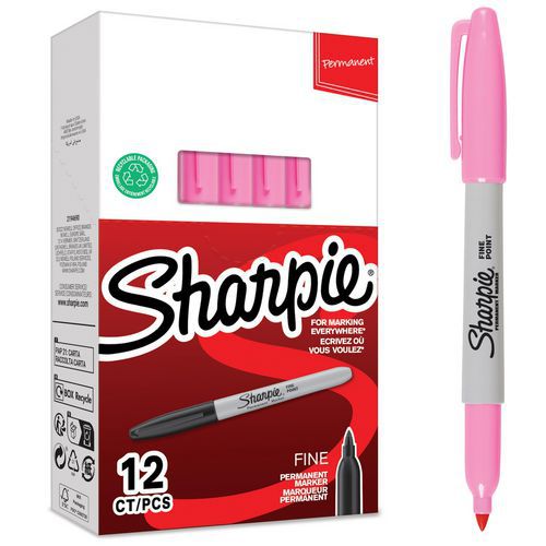 Marqueur Permanent Pointe Fine - 12 - Rose - Sharpie®
