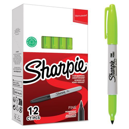 Marqueur Permanent Pointe Fine - 12 - Vert Citron - Sharpie®