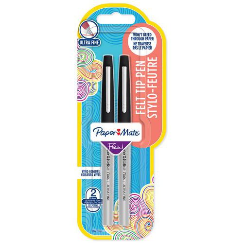 Lot de 2 Feutres écriture Flair ™ Ultra Fine encre noire - Paper Mate® Lot de 2 Feutres écriture Flair ™ Ultra Fine encre noire - Paper Mate®