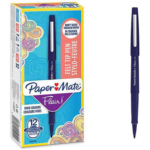 Boîte De 12 Stylos Feutre Flair® - Marine - Paper Mate®