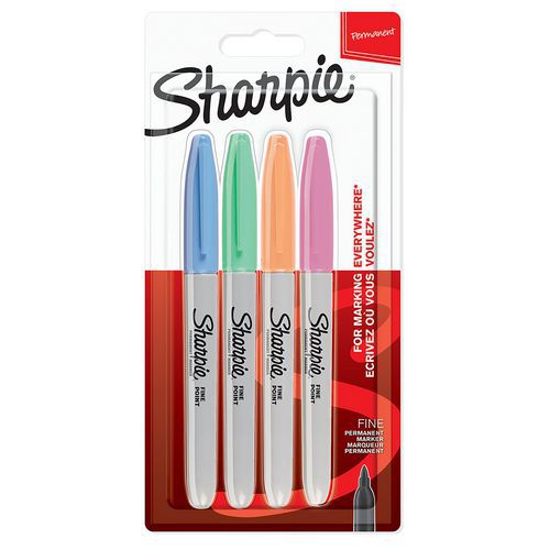 Lot De 4 Marqueurs Permanent Sharpie Fine - Assortis Pastel