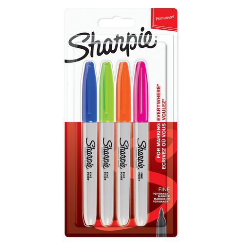 Lot De 4 Marqueurs Permanent Sharpie Fine - Assortis Fun