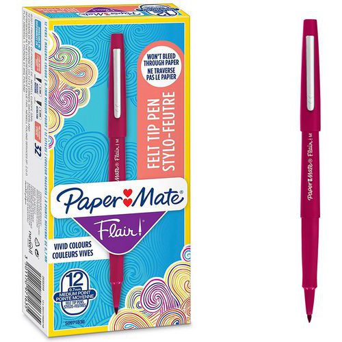 Boîte De 12 Stylos Feutre Flair® - Magenta - Paper Mate®