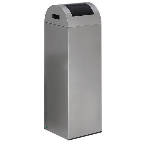 Poubelle Tri Sélectif Anti-feu - 89 L - Avec Trappe - Argent Trappe Anthracite