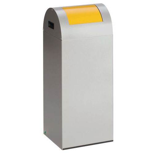 Poubelle Tri Anti-feu - 60 L- Argent Trappe Jaune