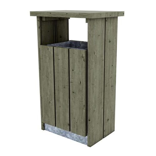 Poubelle D'extérieur En Pin Traité - 120 L - Avec Porte - H95