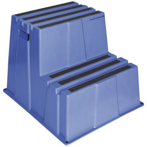 Marchepied Antidérapant - 2 Marches - Bleu - Manutan