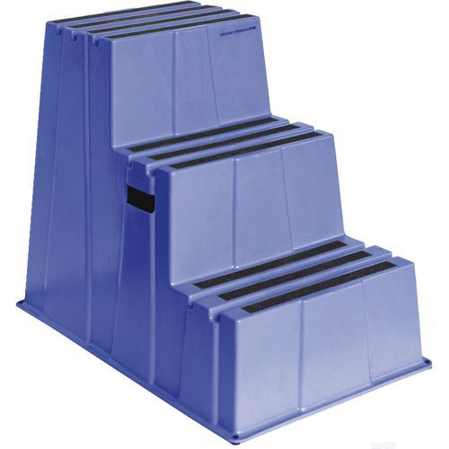 Marchepied Antidérapant - 3 Marches - Bleu - Manutan