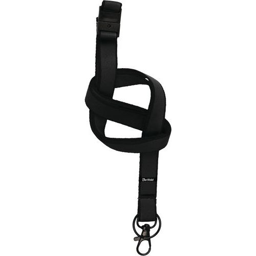 Cordon Plats Textiles - Noir - Avec Mousqueton