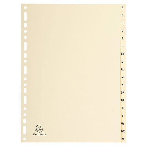 Set De 18 Intercalaires Carte Peau 155g De A à Z A4