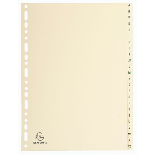 Set De 24 Intercalaires Carte Peau 155g De A à Z A4