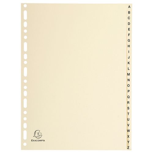Set De 26 Intercalaires Carte Peau 155g De A à Z A4