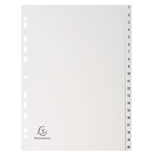 Set De 20 Intercalaires Imprimés Numériques Pp Blanc A4