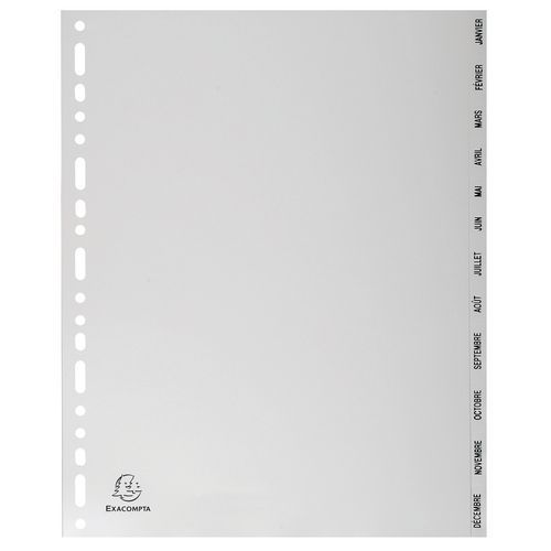 Set De 12 Ntercalaires Mensuels Gris Janv-déc. A4 Maxi