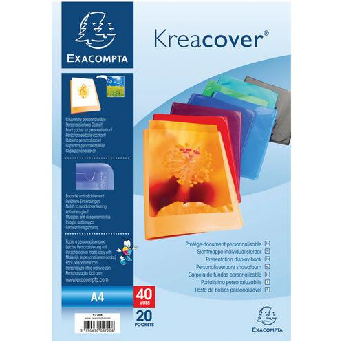 Set 20 Protège-documents Assortis Pp KreacoverÂ® 40 Vues A4