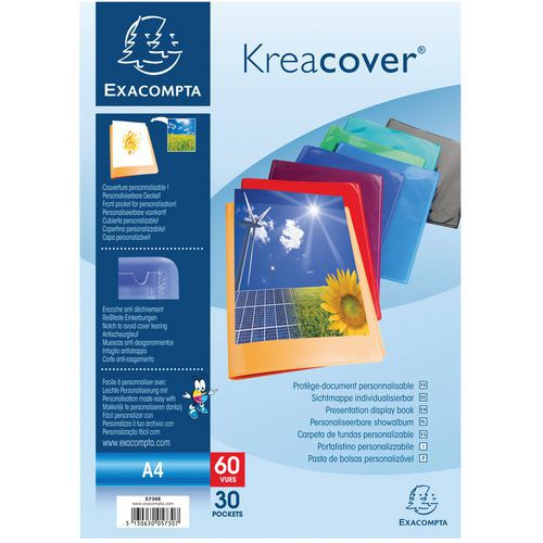 Set 12 Protège-documents Pp KreacoverÂ® 60 Vues A4 Assortis