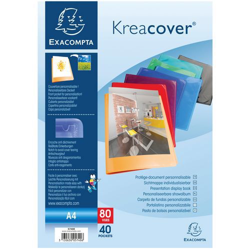 Set 12 Protège-documents Pp KreacoverÂ® 80 Vues A4 Assortis