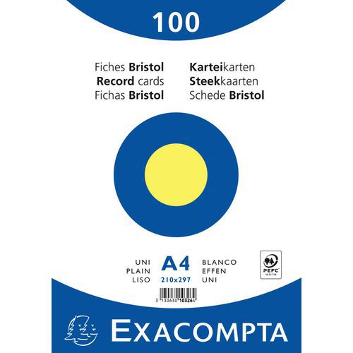 Paquet 100 Fiches Jaune Film Bristol Uni 210x297mm