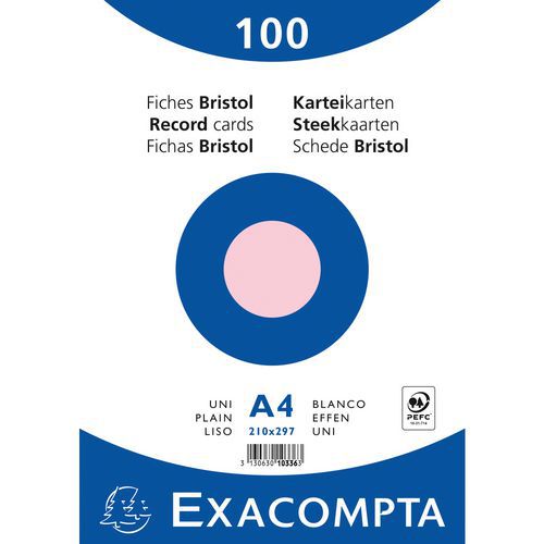 Paquet 100 Fiches Rose Film Bristol Uni 210x297mm