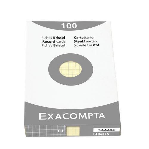Ã‰tui De 100 Fiches Jaune Quadrillé 5x5 Non Perforé 148x210mm