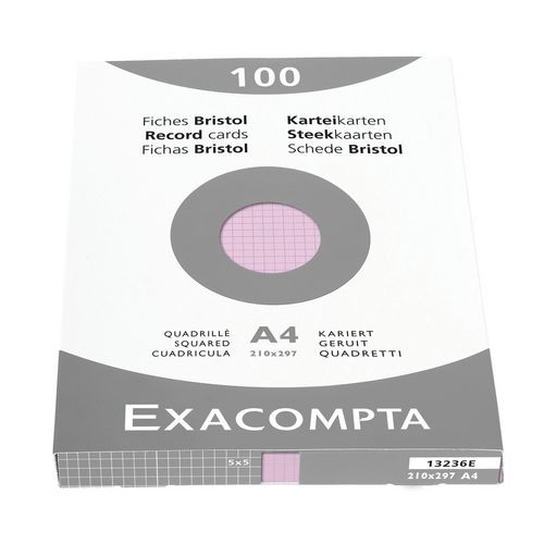 Ã‰tui De 100 Fiches Rose Quadrillé 5x5 Non Perforé 210x297mm