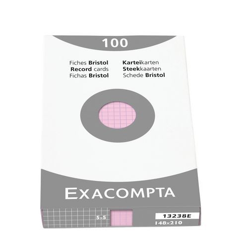 Ã‰tui De 100 Fiches Rose Quadrillé 5x5 Non Perforé 148x210mm