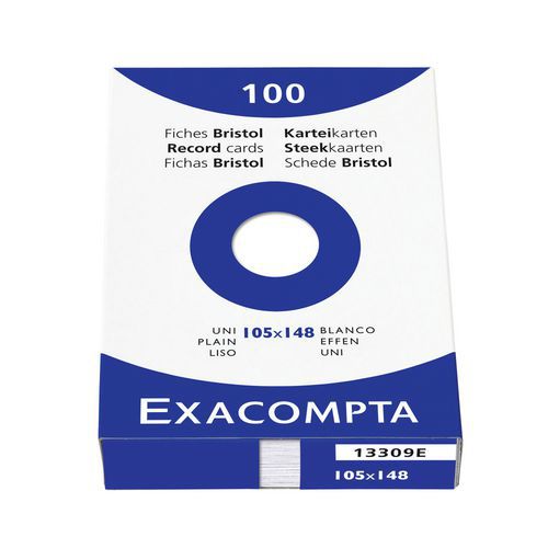 Étui de 100 fiches uni non perforé 105x148mm Étui de 100 fiches uni non perforé 105x148mm