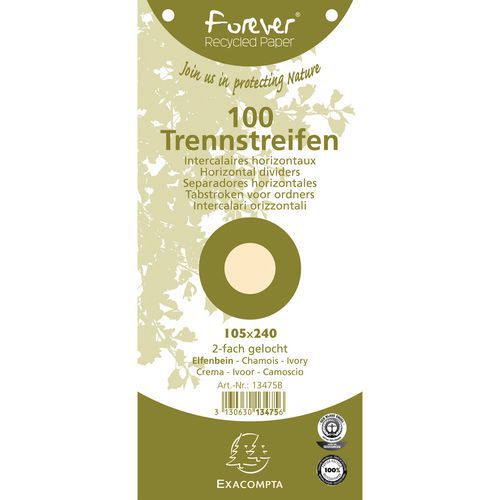 Paquet 100 Fiches Intercalaires Chamois Forever 105x240mm