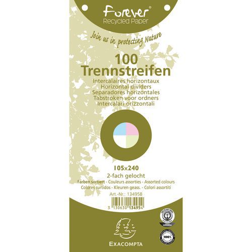 Set De 100 Fiches Intercalaires Forever 105x240mm Assortis