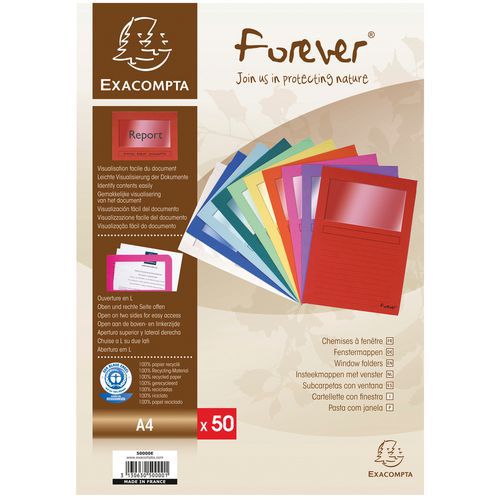 Set De 50 Chemises à Fenetre Forever® 22x31cm Assorties