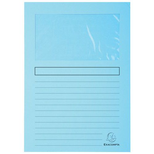 Paquet 100 Chemises Fenêtre Super 160g/m2 22x31cm Bleu Clair