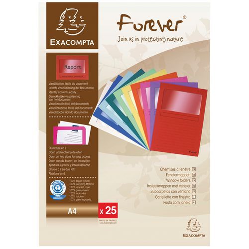Set De 25 Chemises à Fenêtre Forever 120g/m² 22x31cm Vives