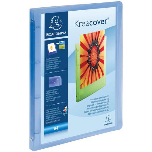 Classeur 4 Anneaux 15mm Pp 5/10e Kreacover® A4 Bleu