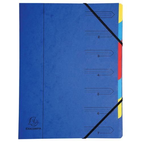 Trieur Agrafé Avec Élastiques 7 Compartiments Bleu