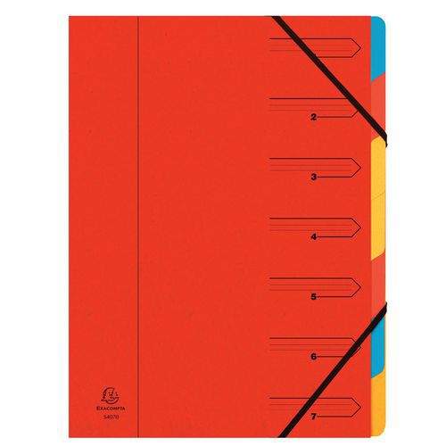 Trieur Agrafé Avec Élastiques 7 Compartiments Rouge