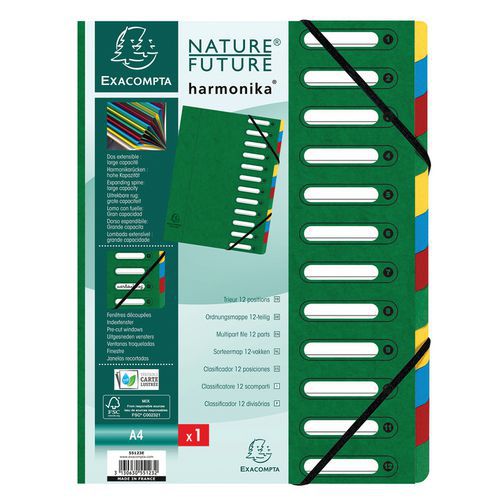 Trieur HarmonikaÂ® à Fenêtres 12 Compartiments Vert