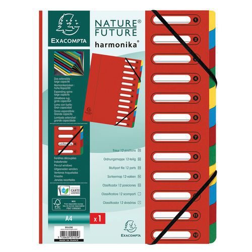 Trieur HarmonikaÂ® à Fenêtres 12 Compartiments Rouge