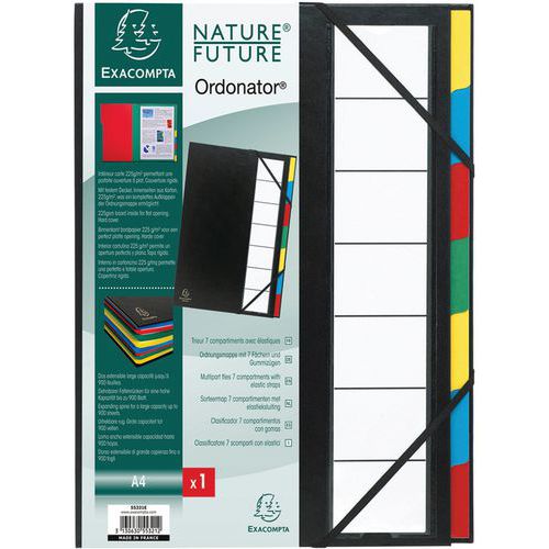 Trieur Rigide Ordonator Extensible 7 Compartiments Noir Noir