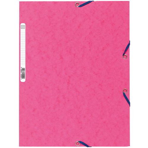 Chemise 3 Rabats à lastiques Carte Lustrée 400g/m2 A4 Rose