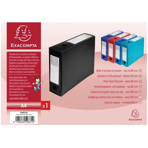 Boite De Classement à Pression 80mm Pp 7/10e Opaque A4 Noir