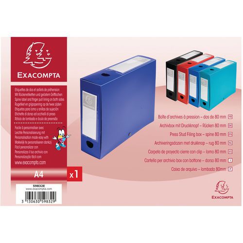 Boite De Classement à Pression 80mm Pp 7/10e Opaque A4 Bleu