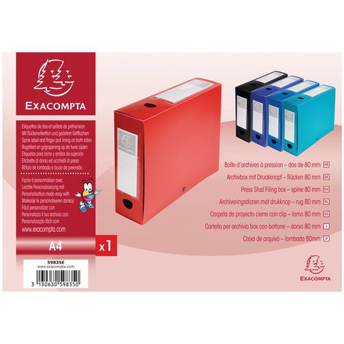 Boite De Classement à Pression 80mm Pp 7/10e Opaque A4 Rouge